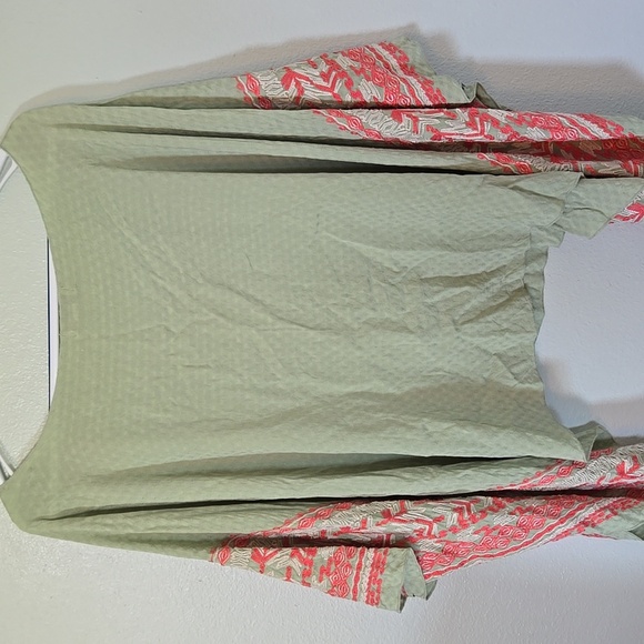 One World Sage Green Embroidered Caftan Cover Up One Size - Picture 2 of 9